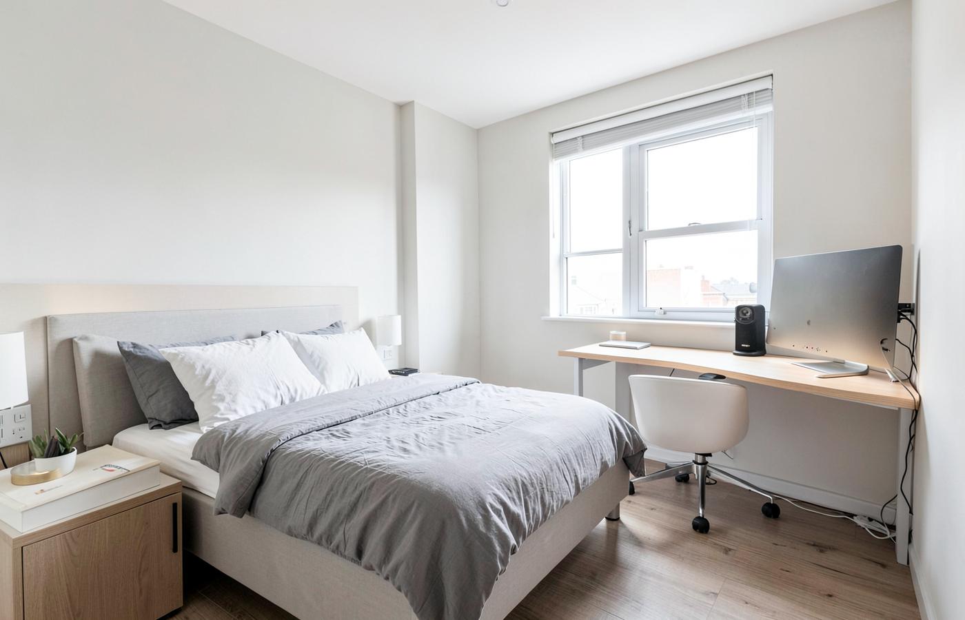 Studio bedroom with study desk